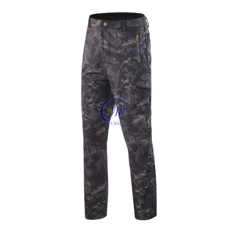 Military Camouflage Outdoor Winter Softshell Fleece Tactical Waterproof Cargo Pants for Men