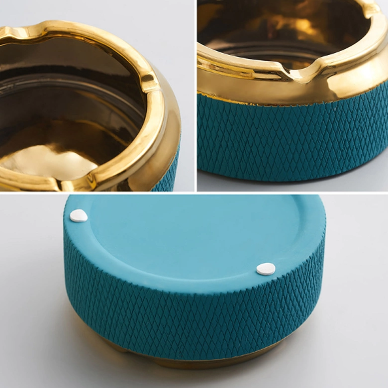 European Modular Light Luxury Ins atmósfera simple Cerámica Golden Ashtray