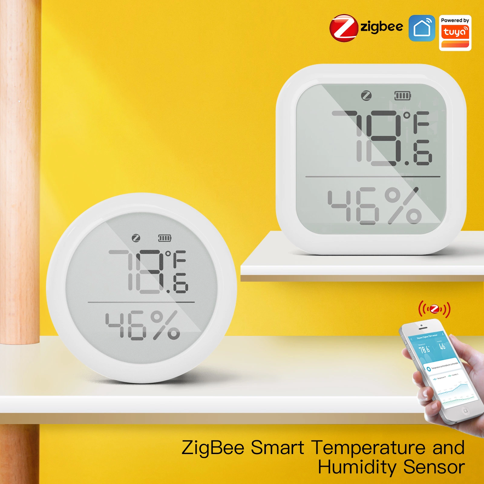 Tuya Smart Zigbee Temperature and Humidity Sensor with Digital LCD Display