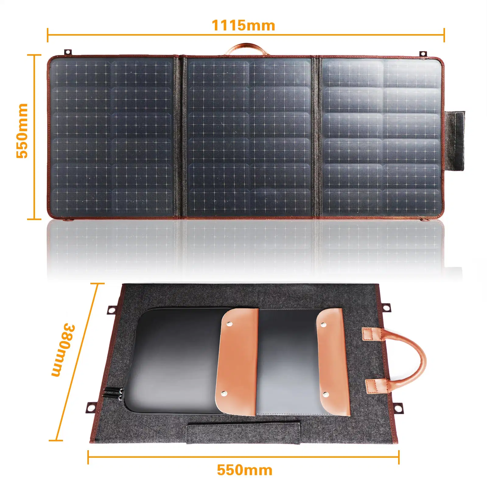 Monocristallin portátil 3 veces Nuevo Diseño del panel Solar Panel Solar de 100W Bolsa plegable USB para Generador solar