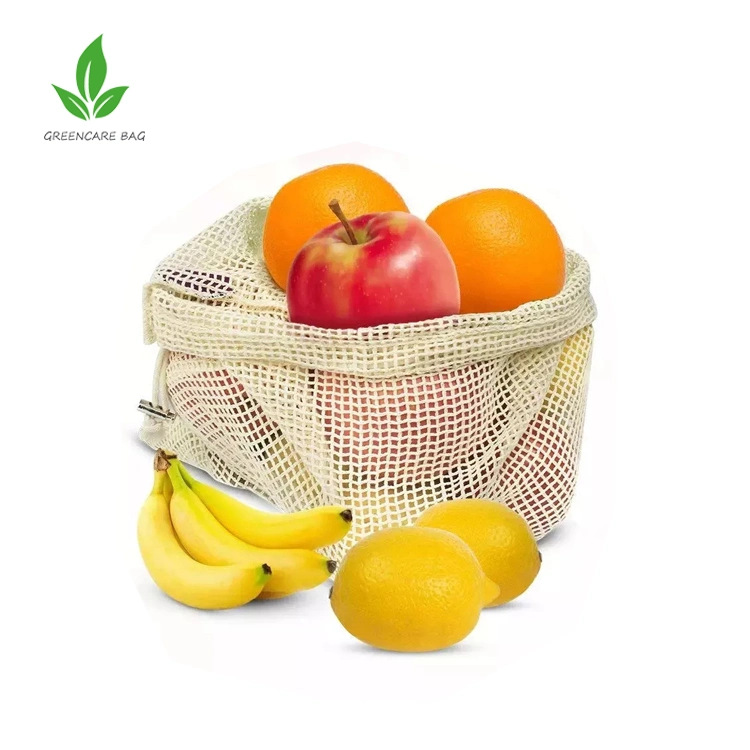 Sac d'épicerie écologique réutilisable filet d'achat produit du coton biologique Sac à filet de fruits