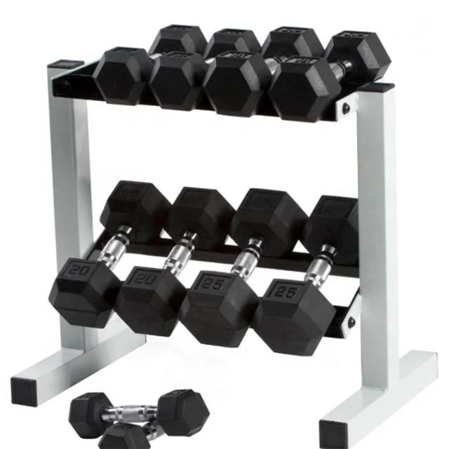 Gym Bodybuilding Equipment Fixed Black Hexagonal Dumbbells