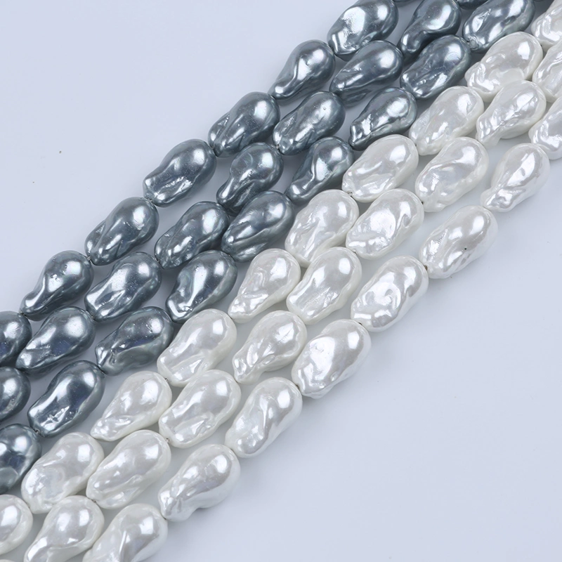 Hot Sale 15-16mm White and Gray Color Shell Baroque Pearl for Jewelry Making