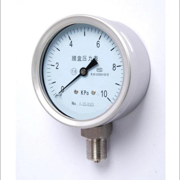 Stainless Steel Bottom Connection Capsule Pressure Gauge