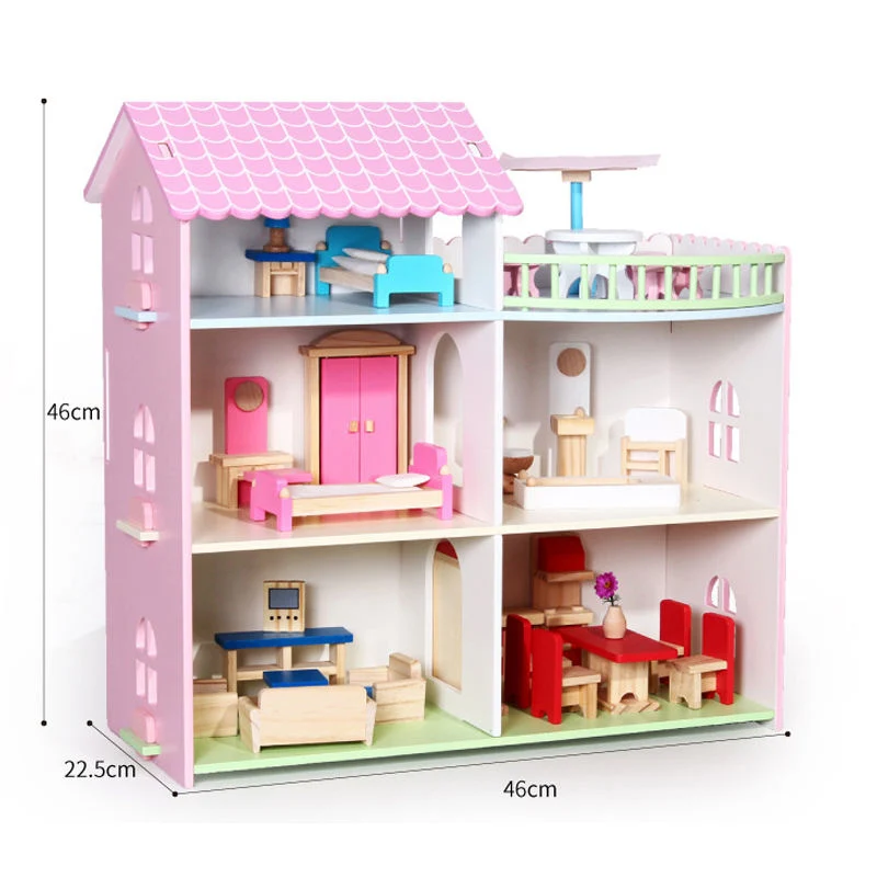 Maison de jeu en bois Doll Maison de jeu en bois rose garçons Et filles enfants enfants enfants enfants enfants enfants enfants enfants enfants cadeaux d'anniversaire