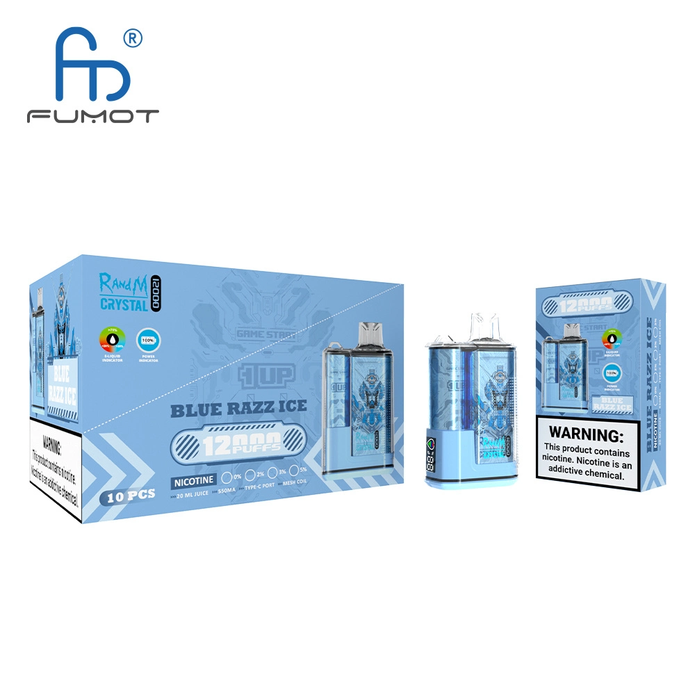 Fumot Randm Crystal 12000 puffs Vape Оптовая цена 2% никотин 5% перо E-Cigarette, заменяемое на аккумулятор, бесплатно