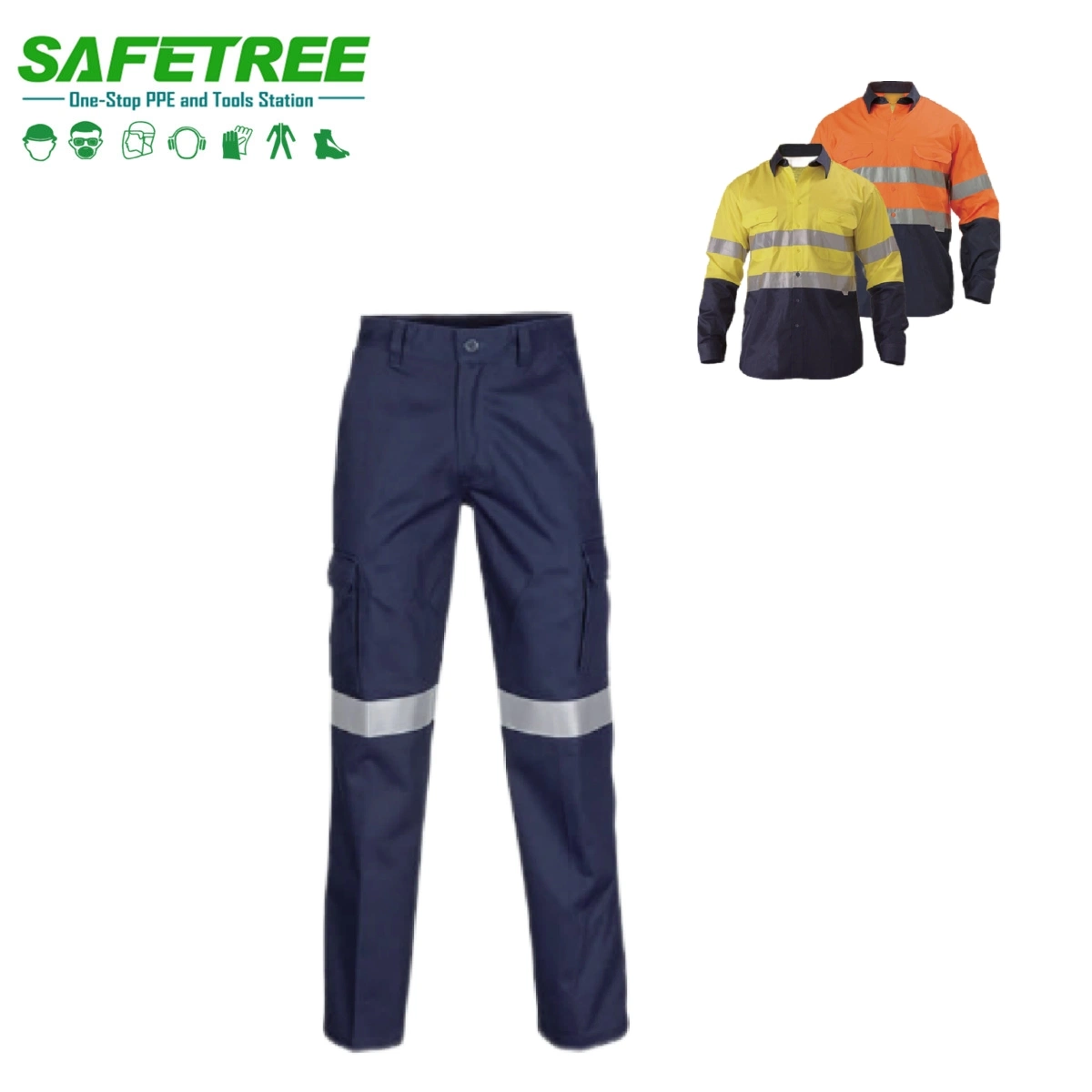 CE En20471 Class 2 Australia Standard AS/NZS High Visible Reflective Safety Cotton Pants Hi Vis Trousers