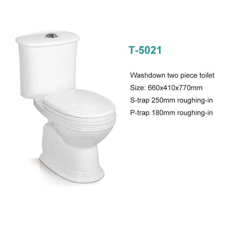 Africa Ventes chaudes Ensemble sanitaire Sénégal Prix de gros P Trap Washdown Deux pièces Toilettes Salle de bain Céramique Lavabo sur pied