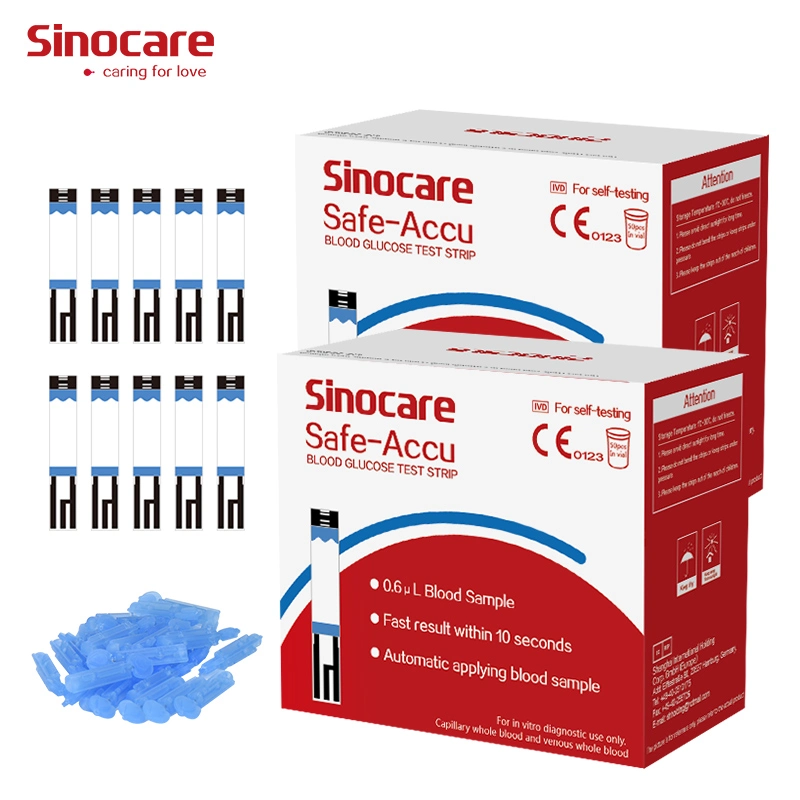 Medidor de glucosa en sangre Sinocare fácil utilizar Digital Gdh Medidor de glucosa en sangre glucómetro Venta Auto Power OEM instrumento tiempo de batería de la clase de plástico