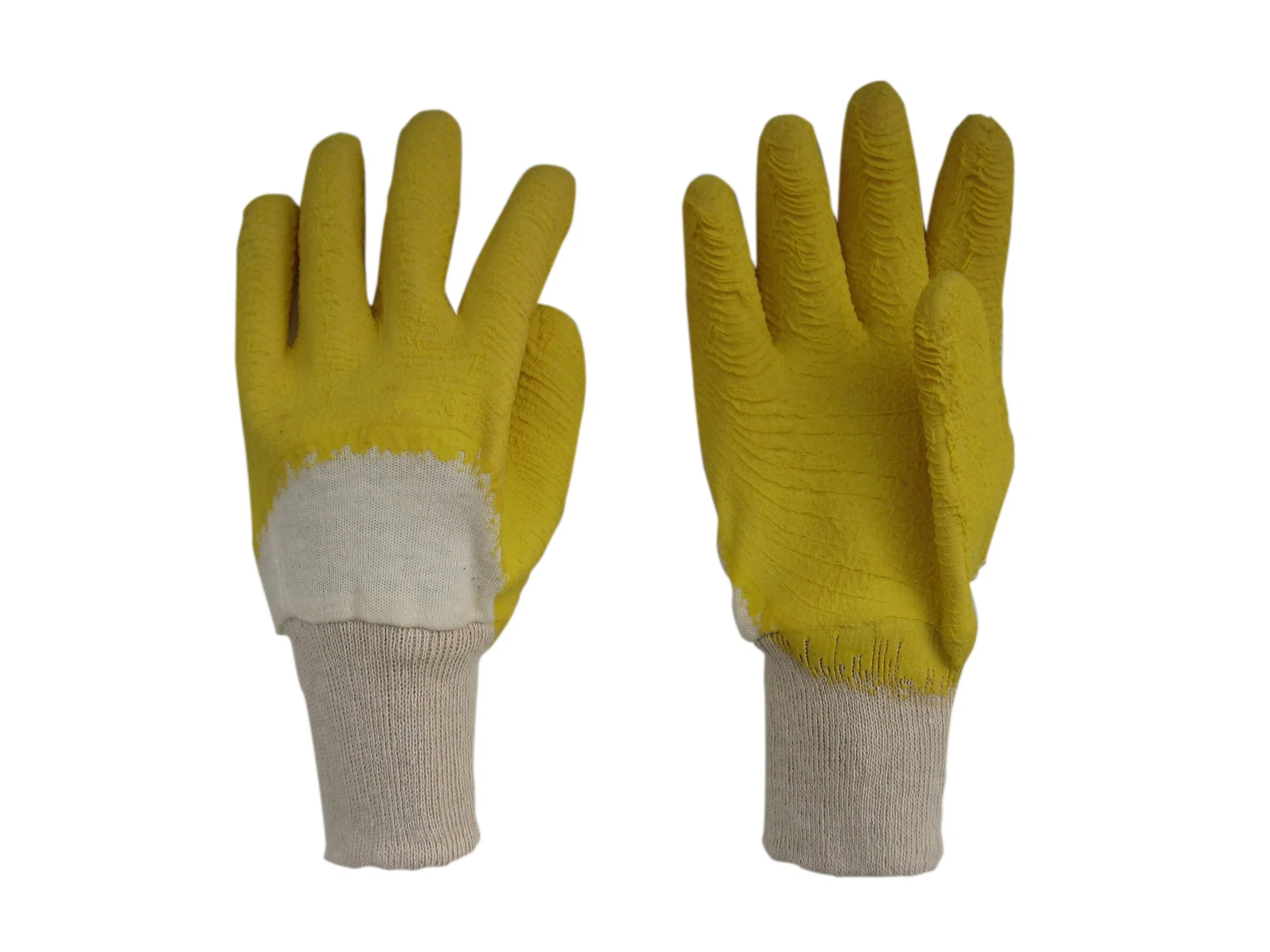 Yellow Color Economic Latex Coated Open Back Knit Wrist Work Glove