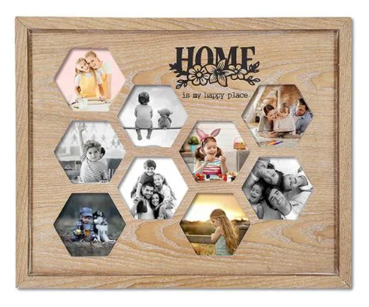 Natural Wood Colour Wall MDF Plaque with Photo Frame for Home Decor for Living Room Use