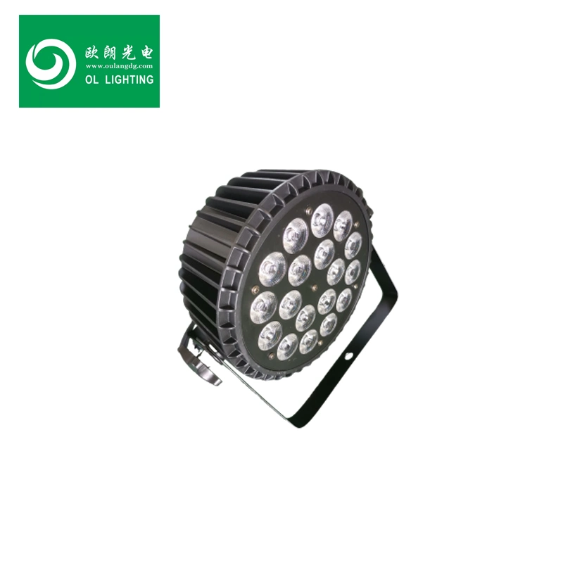 ضوء LED المرحلة 18PCS RGBW ضوء بيان LED مسطح 4 في 1 إضاءة داخلية ذات مستويات احترافية