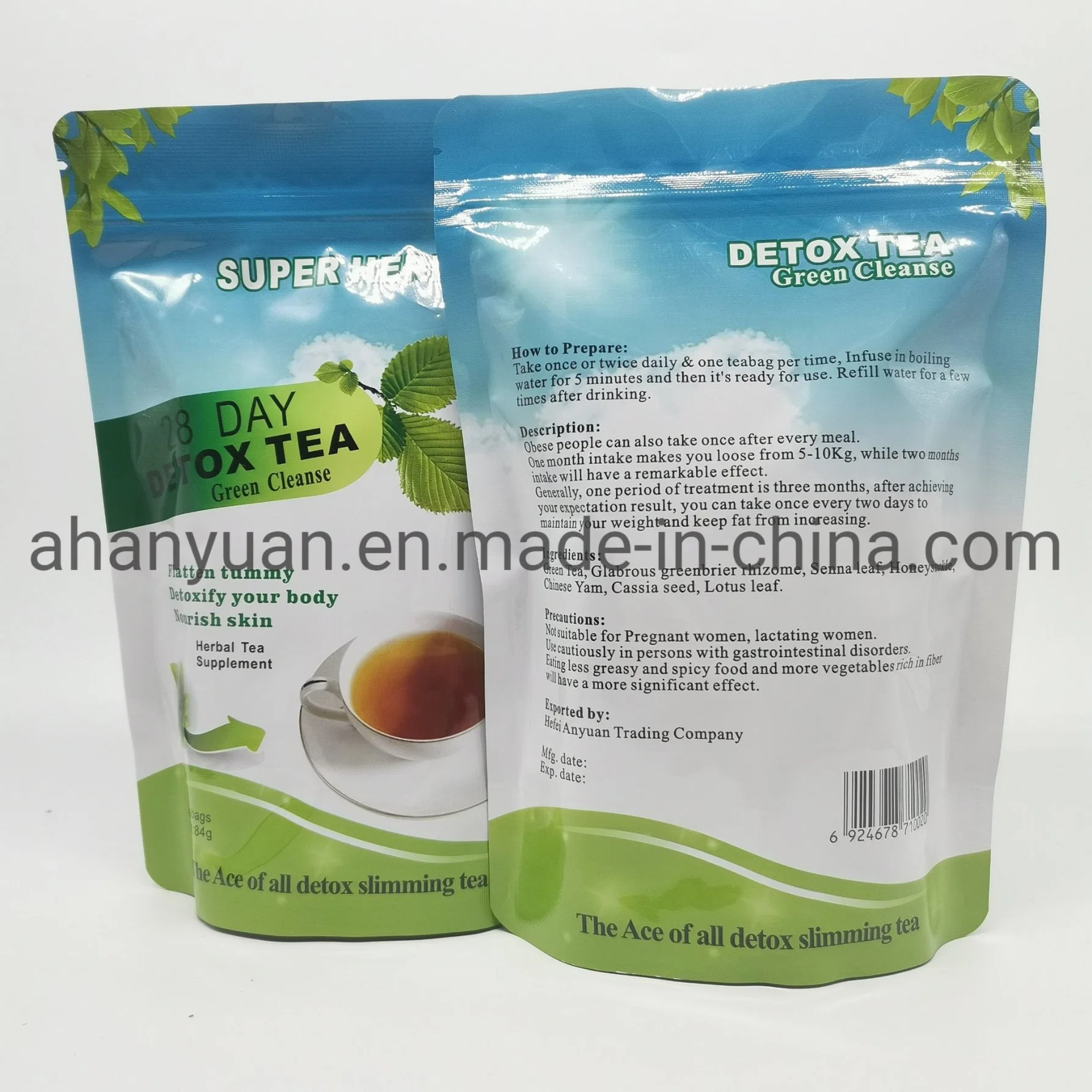 Nenhum efeito lateral eficaz Slimming Chá Detox Chá natural Herbal Ingredientes