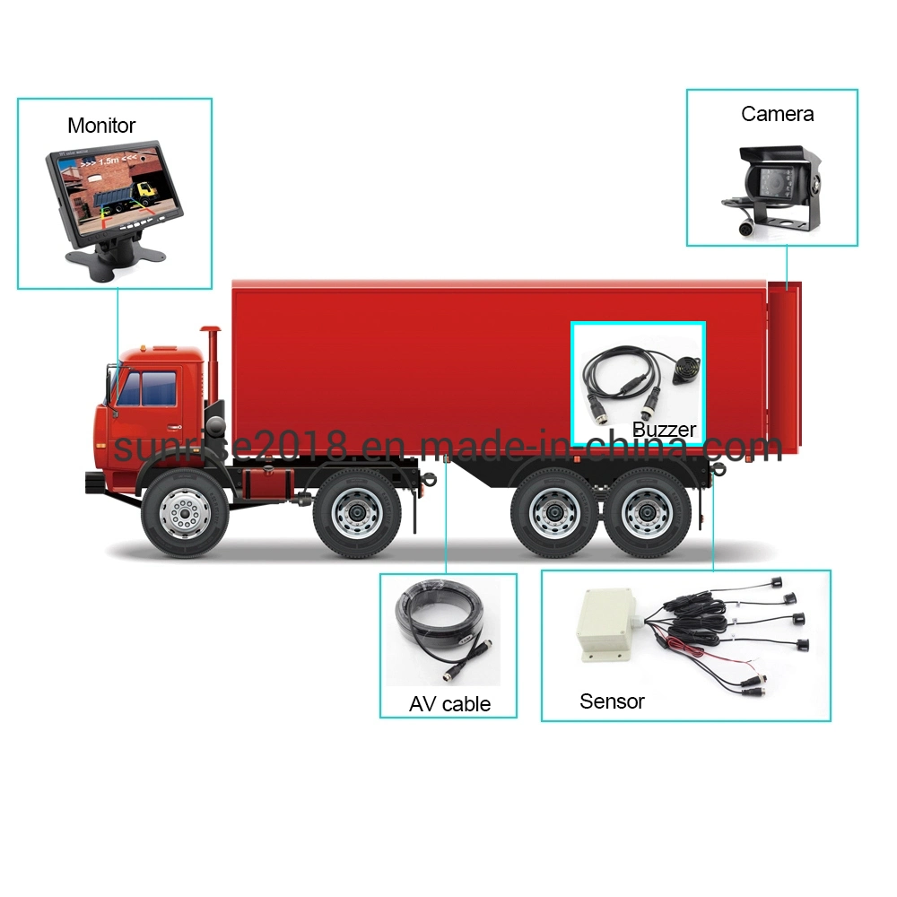 24V caminhão com fios do sensor de auxílio ao estacionamento com 7 polegadas e 4 PCS Inverter os sensores digitais