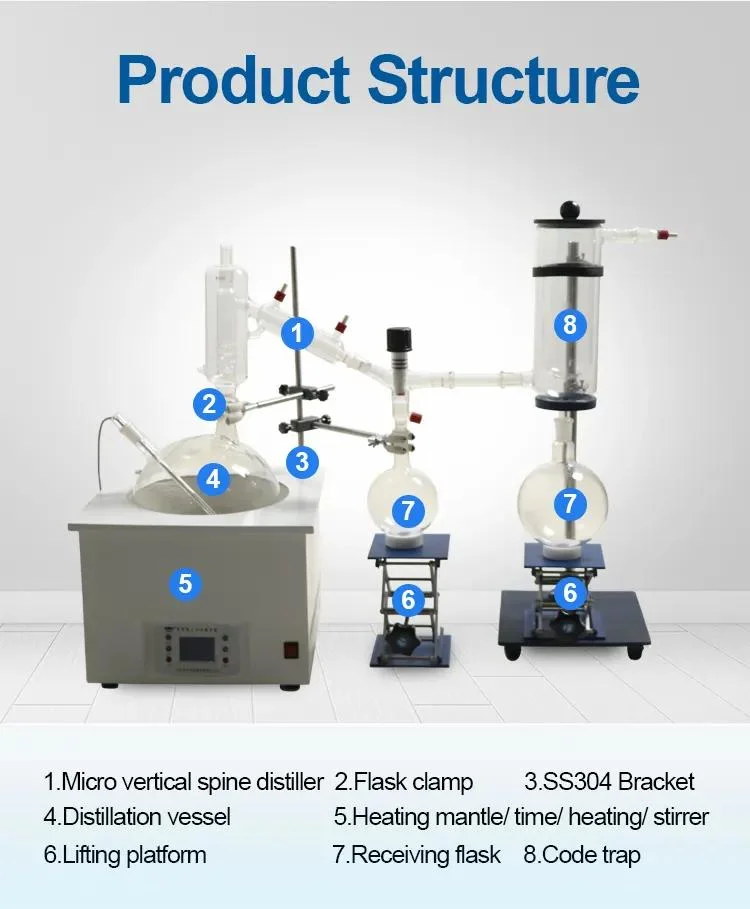 Laboratório químico 2L 5L 10L 10 litros 20L 2000 ml Lab Equipamento de destilação de caminho curto químico