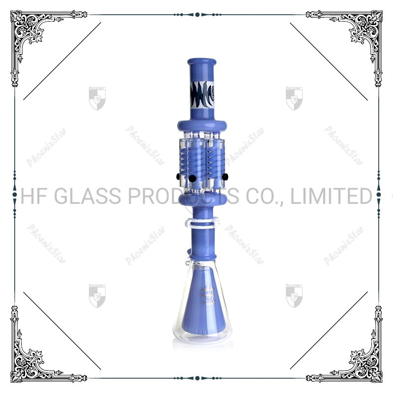 Large American North Star Color Rod 4 Freezable Coils Phoenix Star Pyramid Base Hot Wholesale/Supplier Beaker Glass Smoking Water Pipe