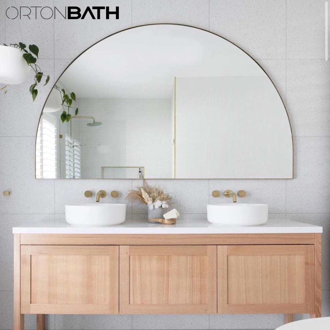 Ortonbath Tamanho Grande metade sem caixilho Rodeareis Bath Home Smart montado na parede ou espelho LED de banho design Art Mirror