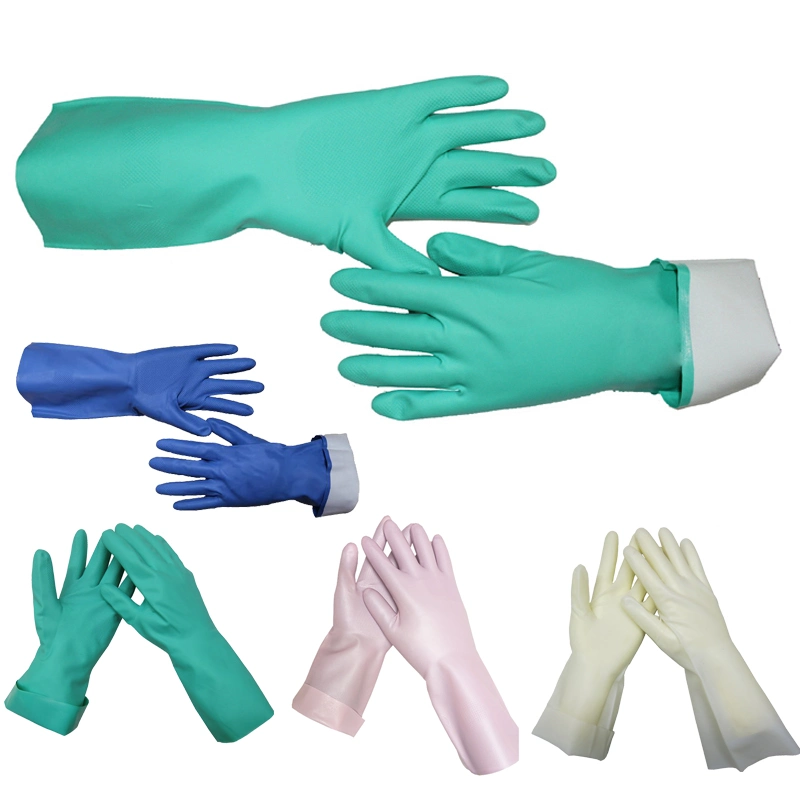 Luvas de trabalho de segurança resistentes a químicos, borracha de nitrilo verde, resistentes a pesados, fábrica Luvas Guantes EN420 EN374-2 4101, Acid, Alkali e Oil Protection