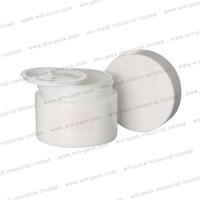 30g 50g 100g Round Shape White Material Glass Cream Container with White Plastic Cap and Gasket for Skincare
