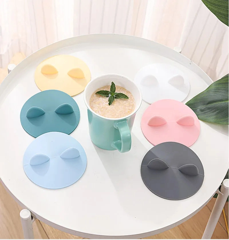 Cat Ear Shape Anti-Dust Glass Cup Cover Tea and Coffee Silicone Cup Cover