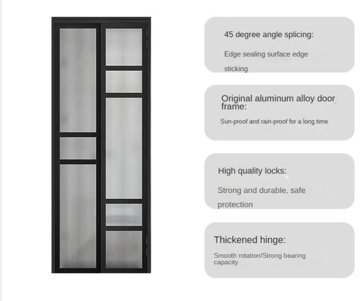 Aluminum Frame Interior Swing Slide Kitchen & Balcony Door 2 Panels PT/Pd Foling Door