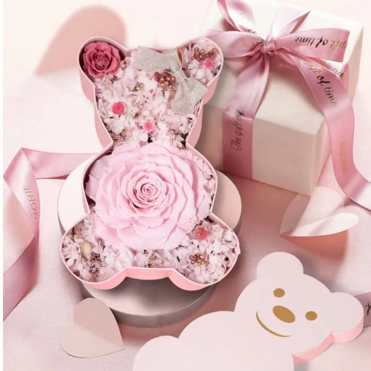 Mittelgroß hübsch Bär Gold solide Farbe Ohren Himmel und Erde Abdeckung Rose Kopf Box Baby Vollmond Hand Süßigkeiten Geschenkschachtel In Rosa