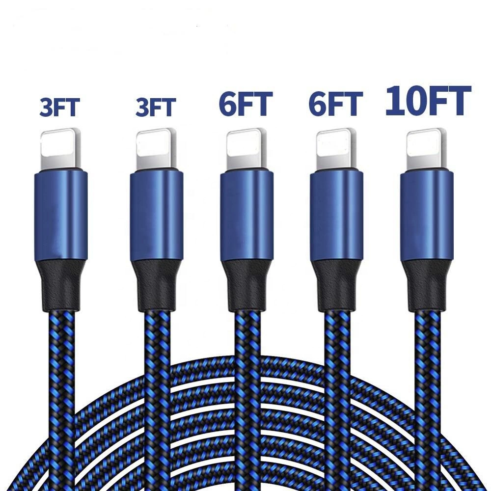 Cable USB duradero de carga rápida de nylon trenzado 2A para iPhone 11