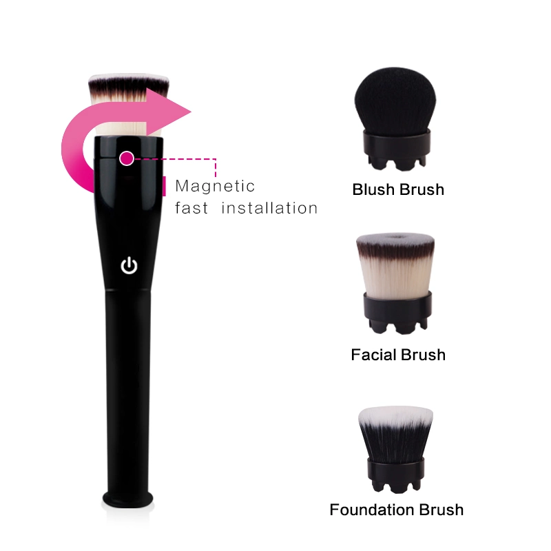 3 en 1 Brosse de maquillage électrique fixé pour la fondation de la poudre Concealer Blush brosse électrique quotidienne maquillage