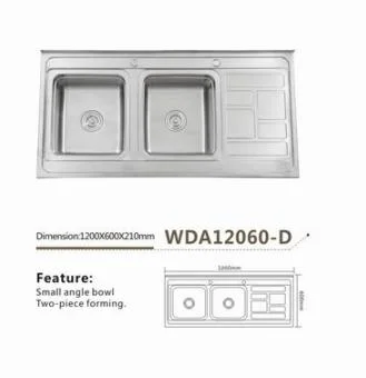 Popular Size for Stainless Steel Kitchen Sink Wda12060-D Kitchenware