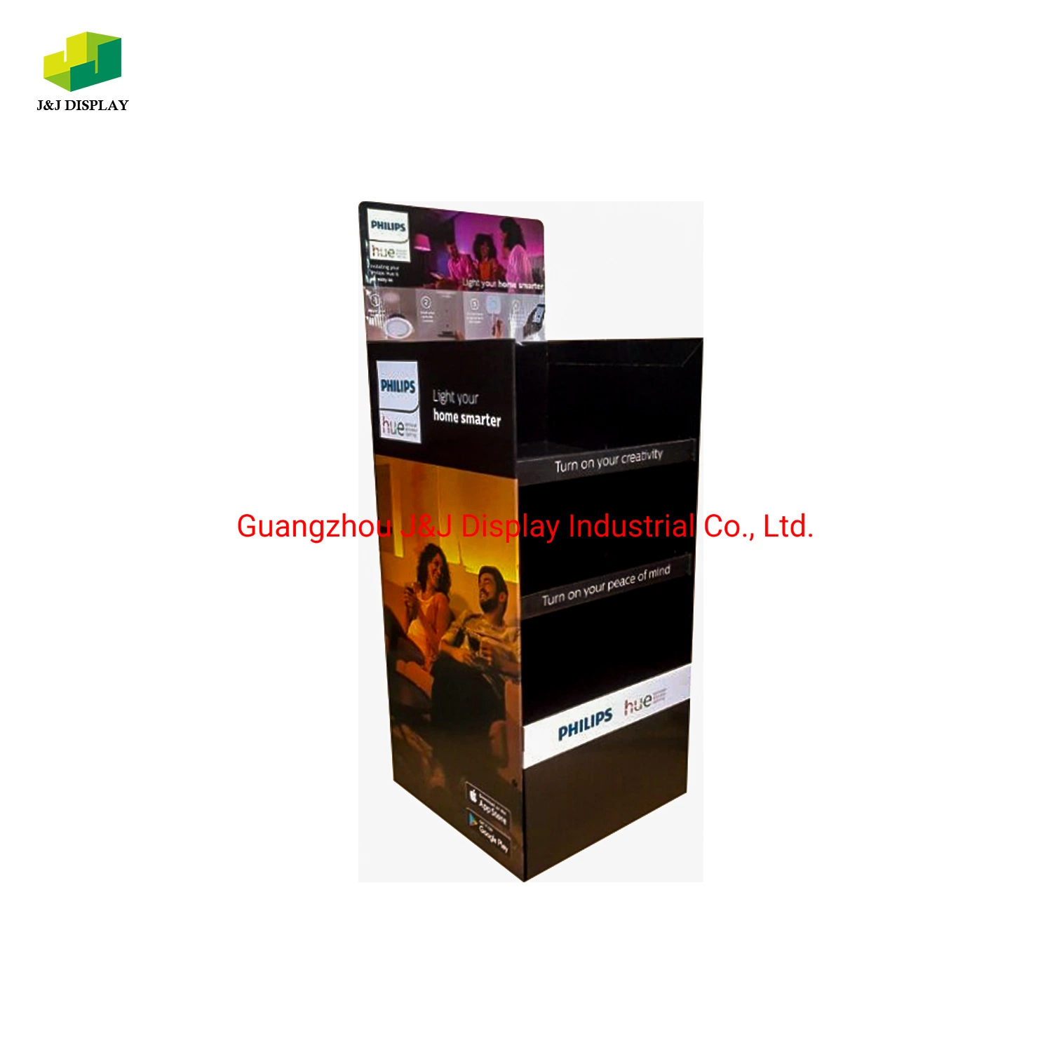 Customized Cardboard Corrugated Paper Promotion Retail Store Advertising Exhibition Pop Foldable Floor Display for Light