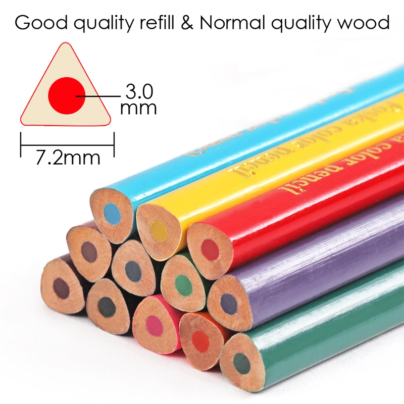 Foska 7.0 Inch 12 Color Wooden Triangle Color Pencil