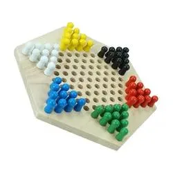 Colorful Rubber Game Educational Hexagon Chinese Checkers Board Wooden Custom for Children