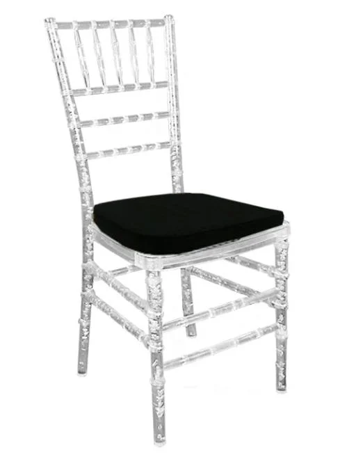 Meubles de banquet modernes Chaises de mariage Chaise Chiavari transparente pour événement avec coussin