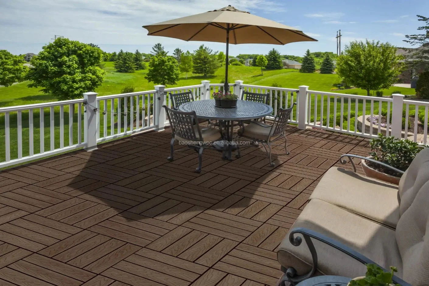 Factory Direct Decking Waterproof WPC Fluted Outdoor Decking Floor Double Sided Groove Engineered Flooring