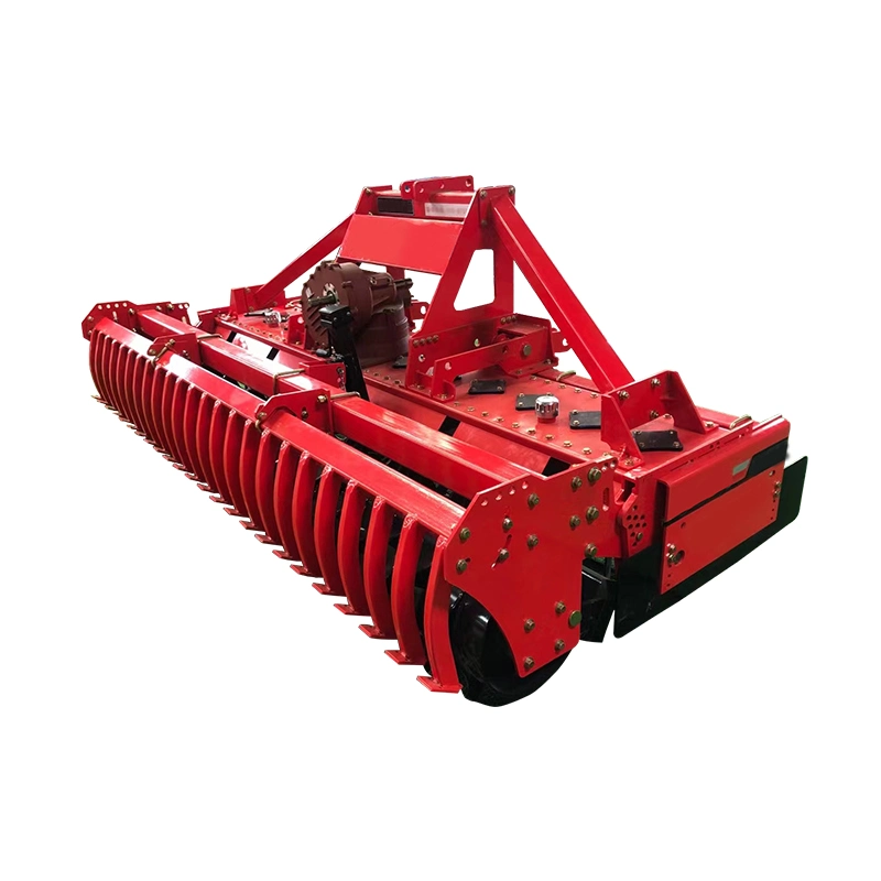 Working Width 2m Power Driven Harrow for Farm Tractor 80-110HP Disc Pto Driven True Vertical Tillage Powered Gearbox Roller Heavy Duty Tiller Rotary Harrow CE