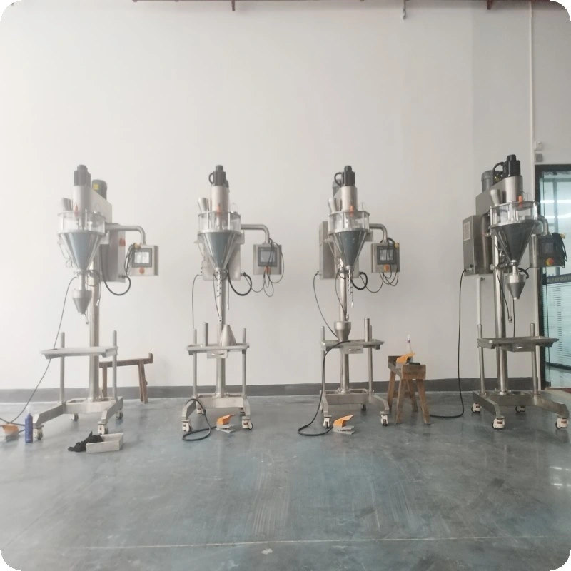 Semi-Auto Rotary Powder Filling Cake Mix Loose Fine Screw Lemonade Can Cocoa Packaging Chemical Small Hopper Packing Machine