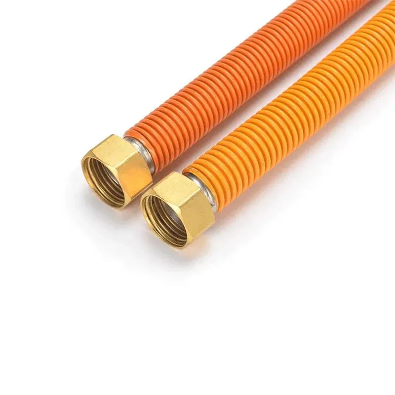 Tubo flexible corrugado de acero inoxidable manguera de estufa de gas naranja