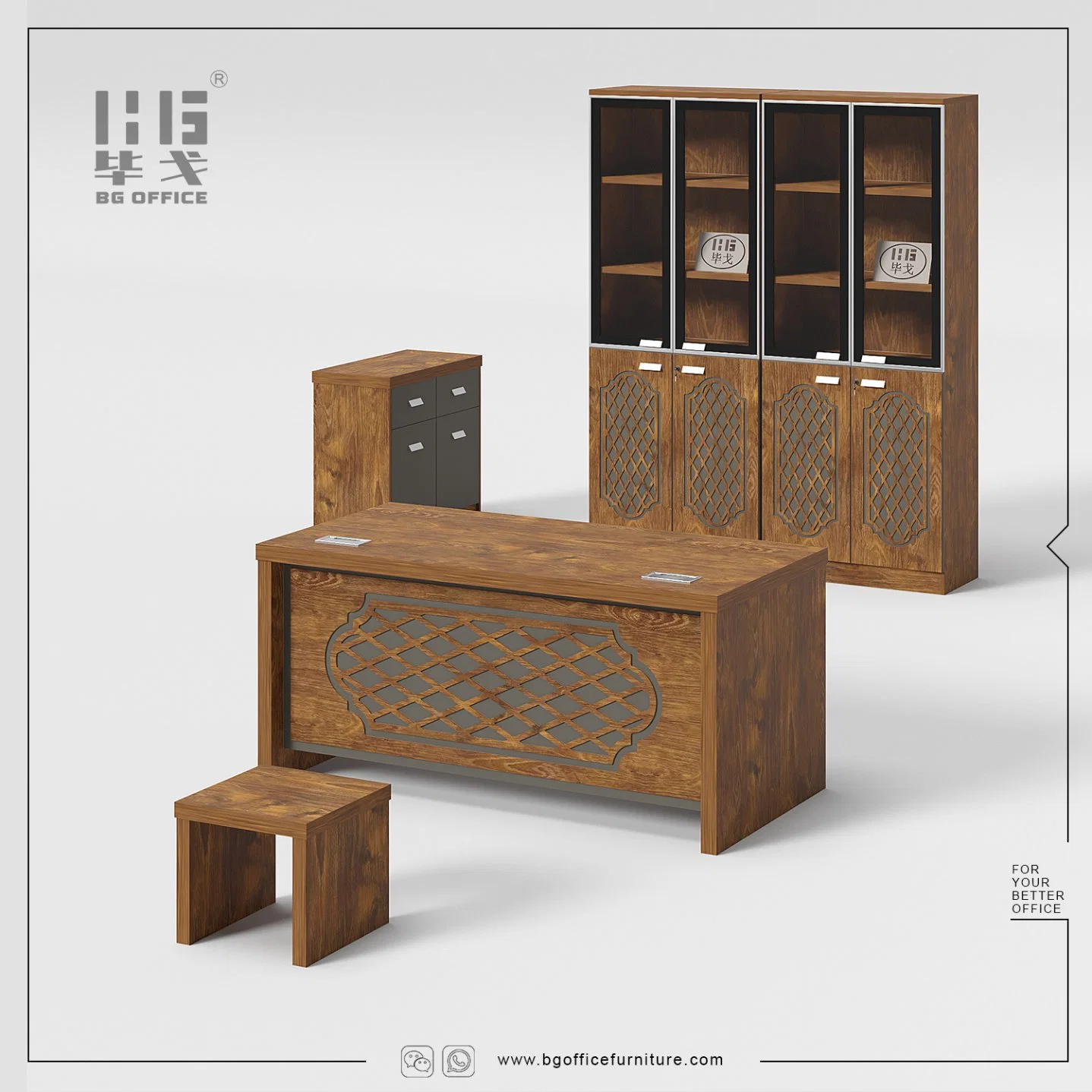 Luxury Melamine Executive/Boss Office Furniture Brown computador com secretária Mesa de café