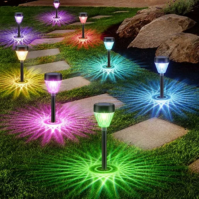 2023 Nouvelle décoration ABS Paysage solaire rechargeable de l'éclairage Lampe Solaire de Jardin LED RVB diamond Jeu lumière Outdoor étanches IP65 voie solaire lumière