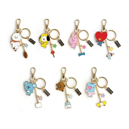 Wholesale/Supplier Custom Metal Kpop Bt S Bt21 Microphone Mascot Zinc Alloy Anime Necklace Keyring Keychain with Factory Price