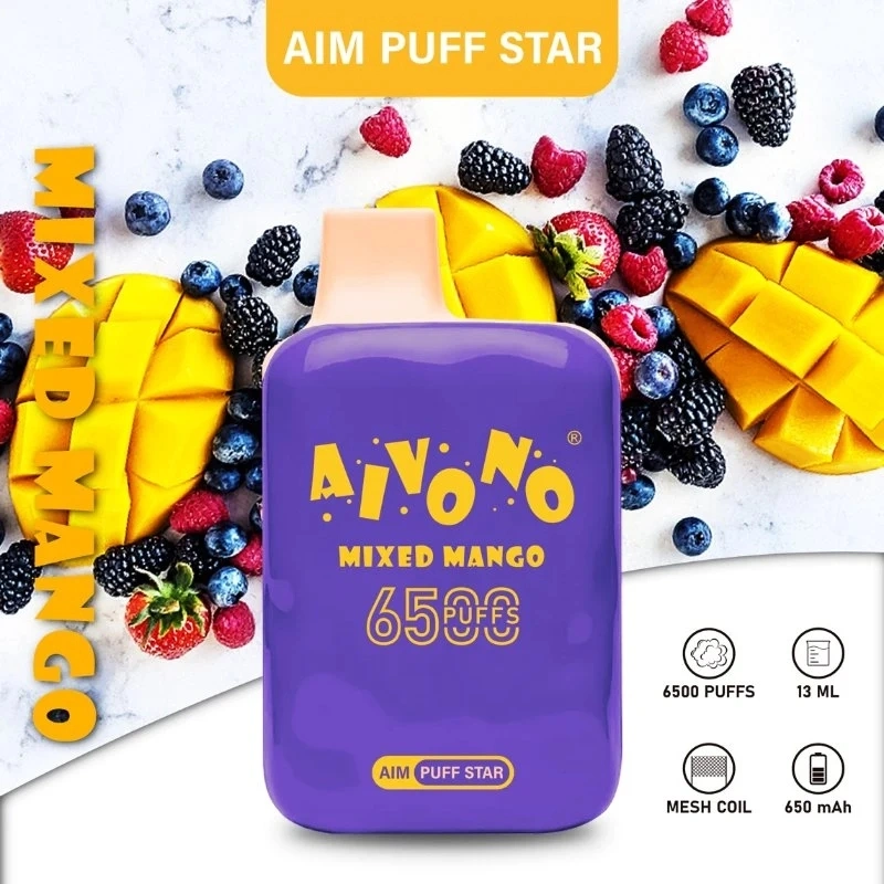 Lápiz mini VAPE desechable Aivono AIM Puff Star 6500 Puffs 400 mAh batería recargable sabores de frutas Ecig