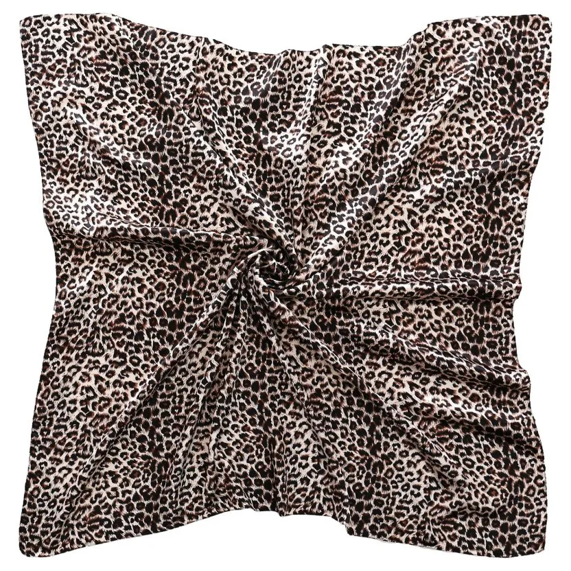 Mode Personalisieren Leopard-Muster Square Seide Satin Schlafenden Wrap Head Schal