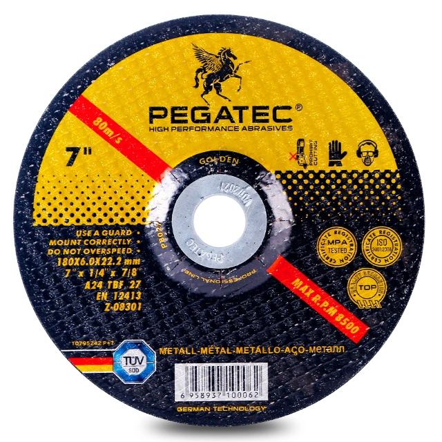 Pegatec 7" 180X6X22.2mm disco de rectificado herramienta abrasiva de acero