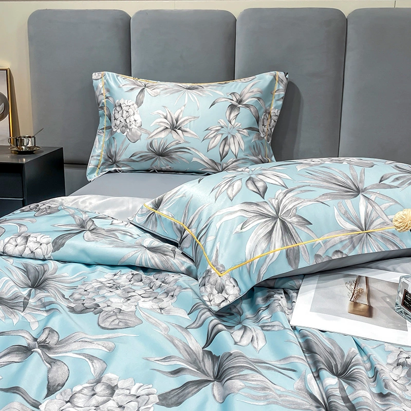 Großhandel ODM Top Home Textil Grau Kissen deckt Blume Faser Bettwäsche Set Drucken Saisonrabatt