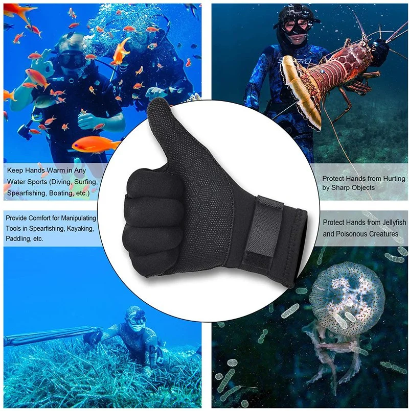 Water Gloves 3mm Neoprene Five Finger Wetsuit Gloves for Diving, Snorkeling, Kayaking, Surfing, and Other Water Sports