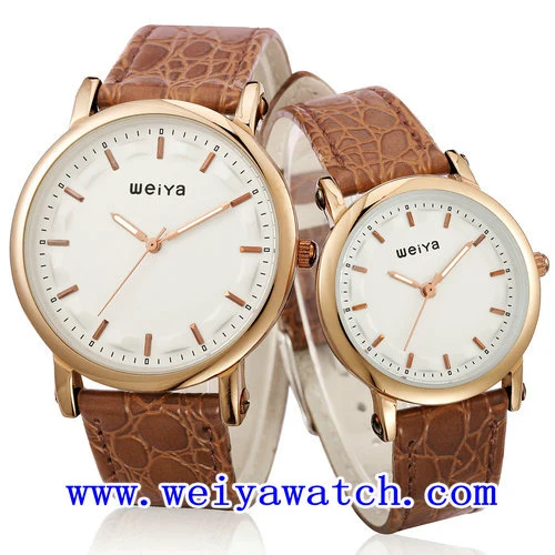 Leather Strap Watch Promotion Business Watch with Unisex (WY-1082GD)
