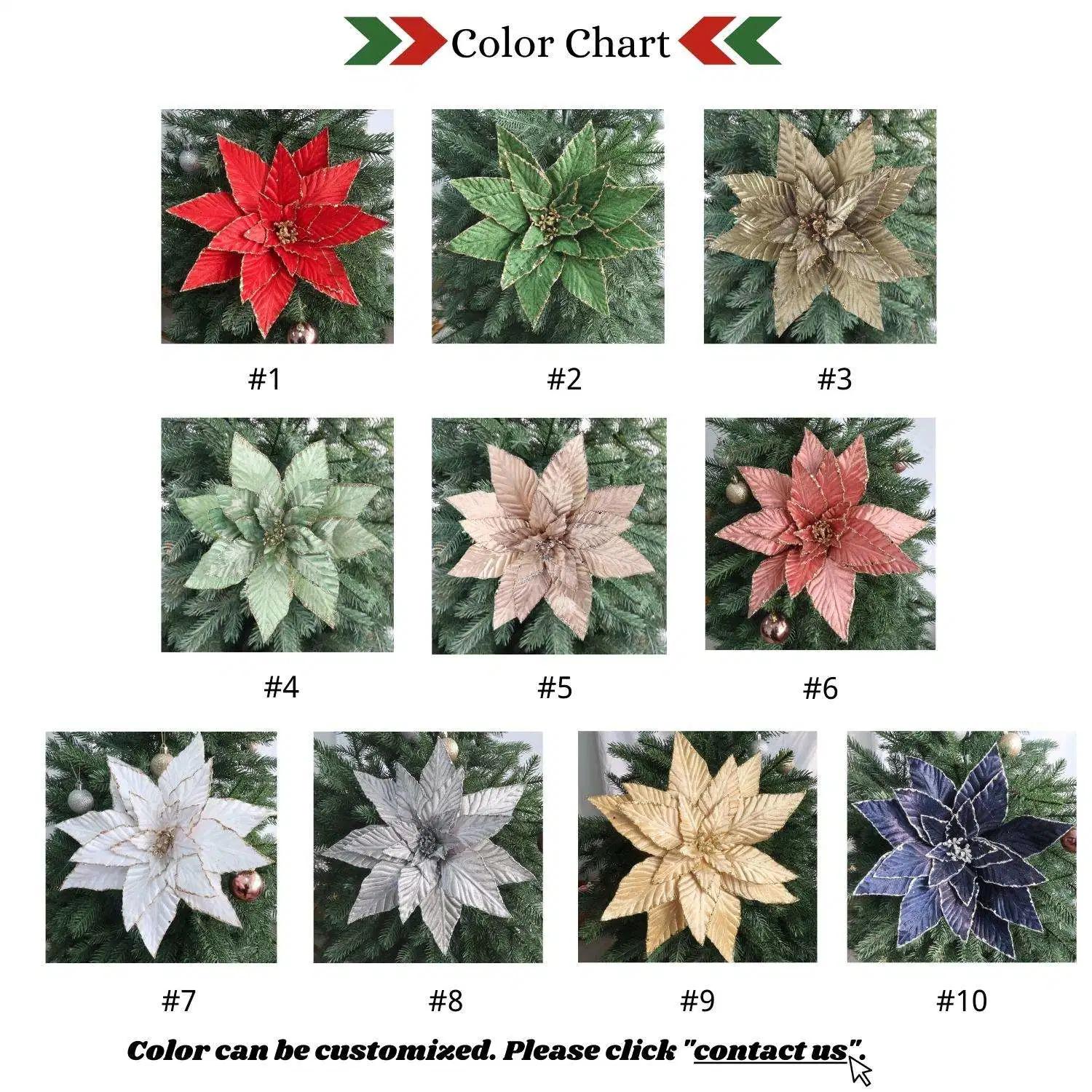 Artificial Flower Big Artificial Decoration Poinsettia Large Tree Glitter Poinsettias Christmas Flowers