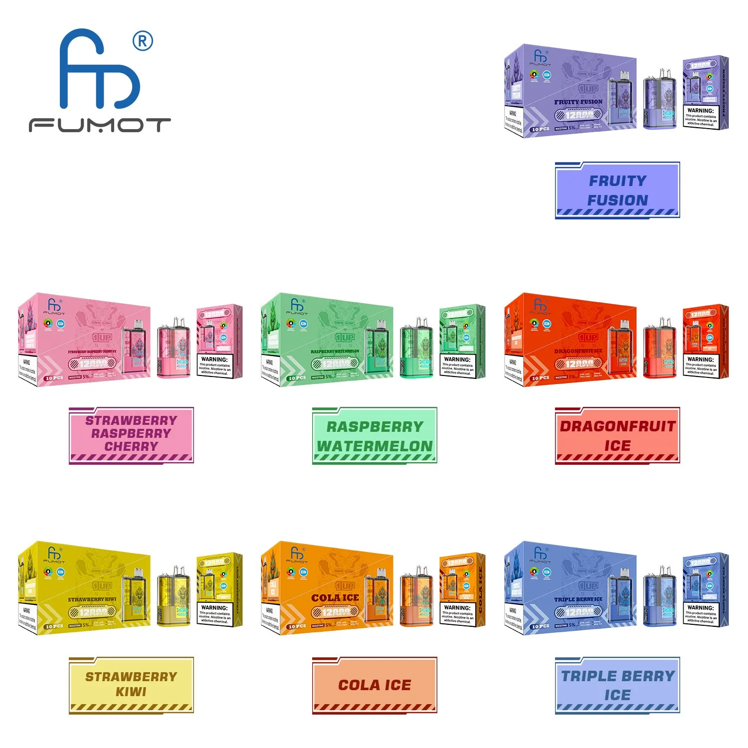 Best Quality Fumot Randm 12000 Puffs Crystal Vape Disposable/Chargeable vape 20ml E-Liquid 600mAh Rechargeable