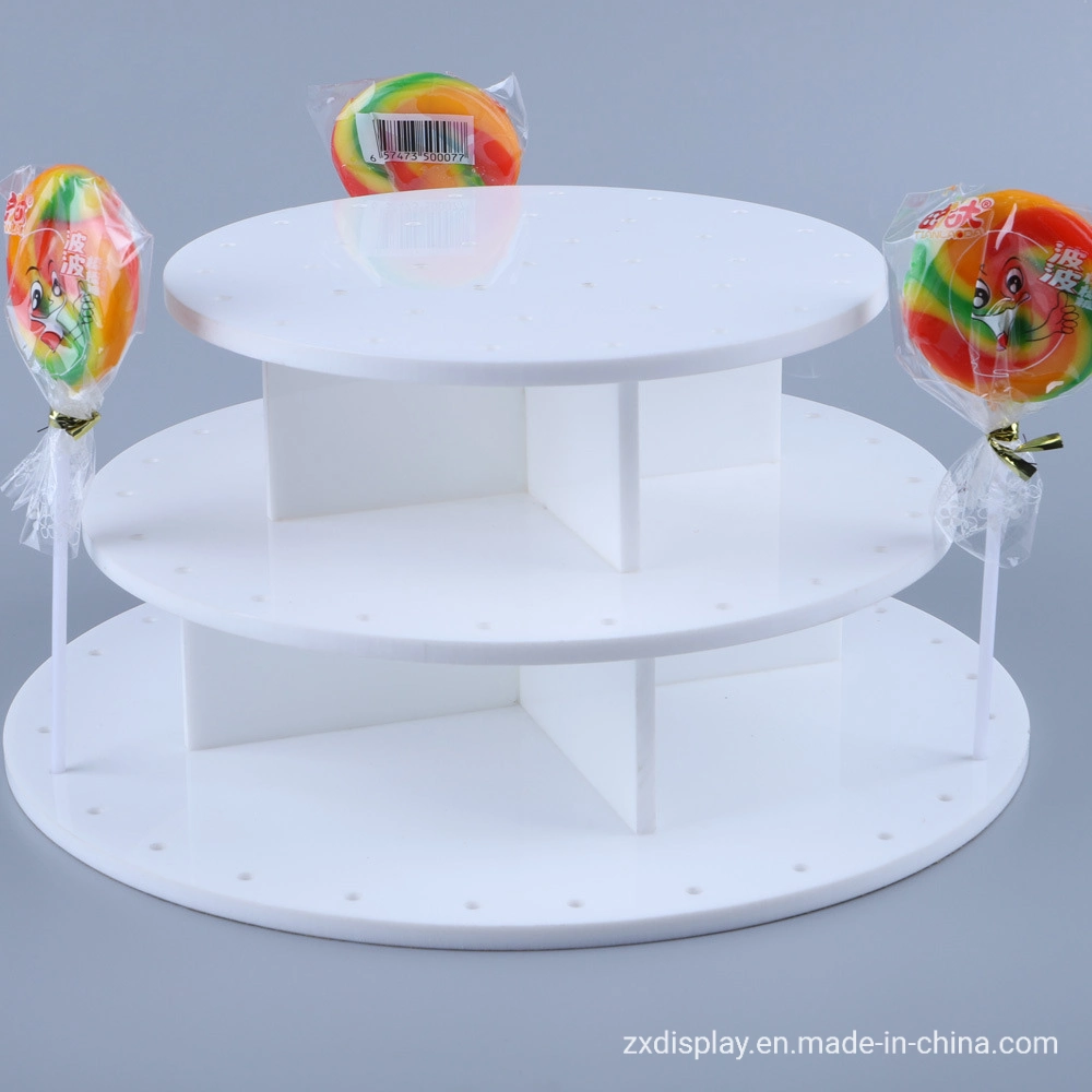 Nuevo diseño de Stand de acrílico blanco Lollipop Stick Candy Rack para contador