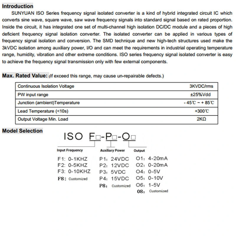 ISO F-P-O Frequency to Analog Signal Converter/Isolator/Transmitter/Transformer